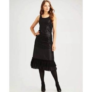 NWT Eileen Fisher Black Washed Silk Taffeta Bias Cut Ruffle Skirt